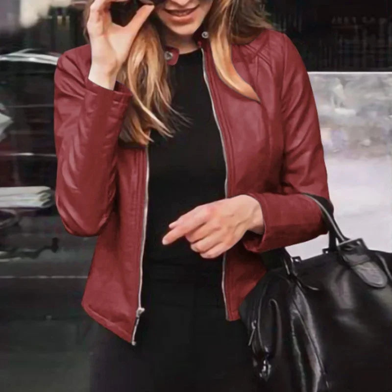Women's Slim Fit Faux Leather Jacket