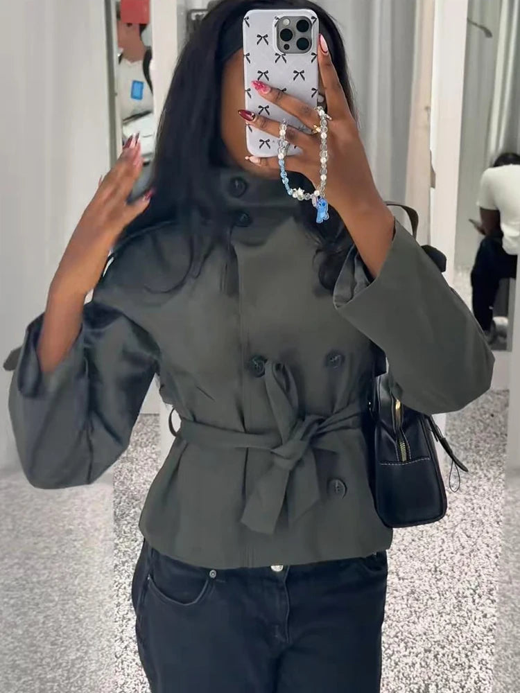 Women's Autumn Stand Collar Trench Coat