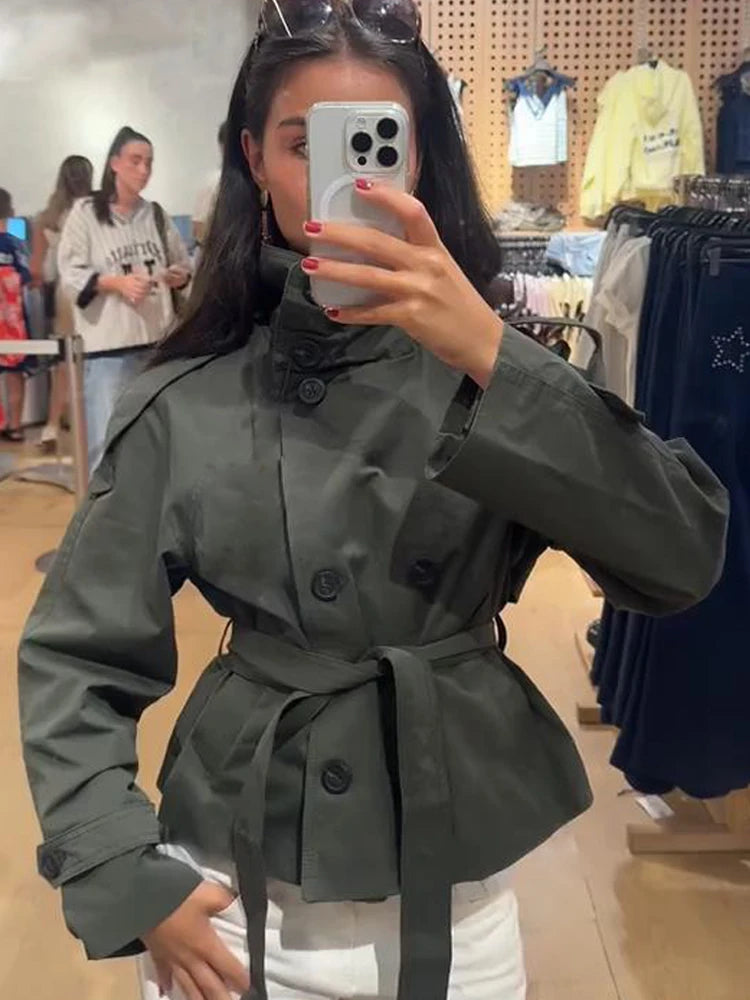 Women's Autumn Stand Collar Trench Coat