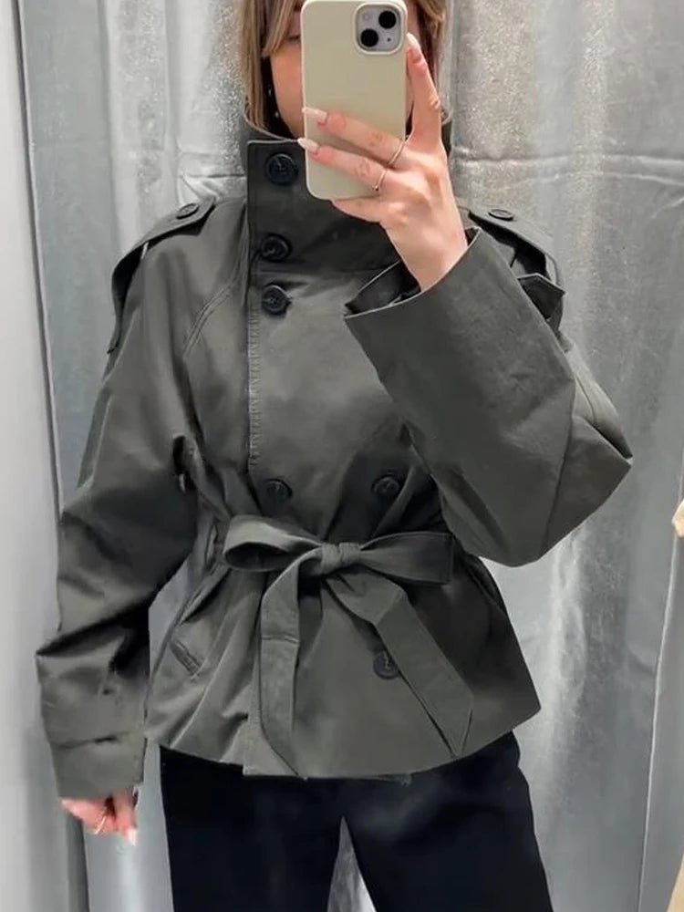 Women's Autumn Stand Collar Trench Coat